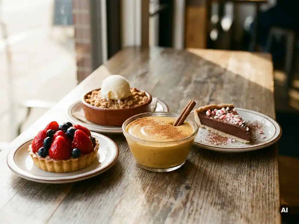 How do seasonal café desserts change throughout the year?
